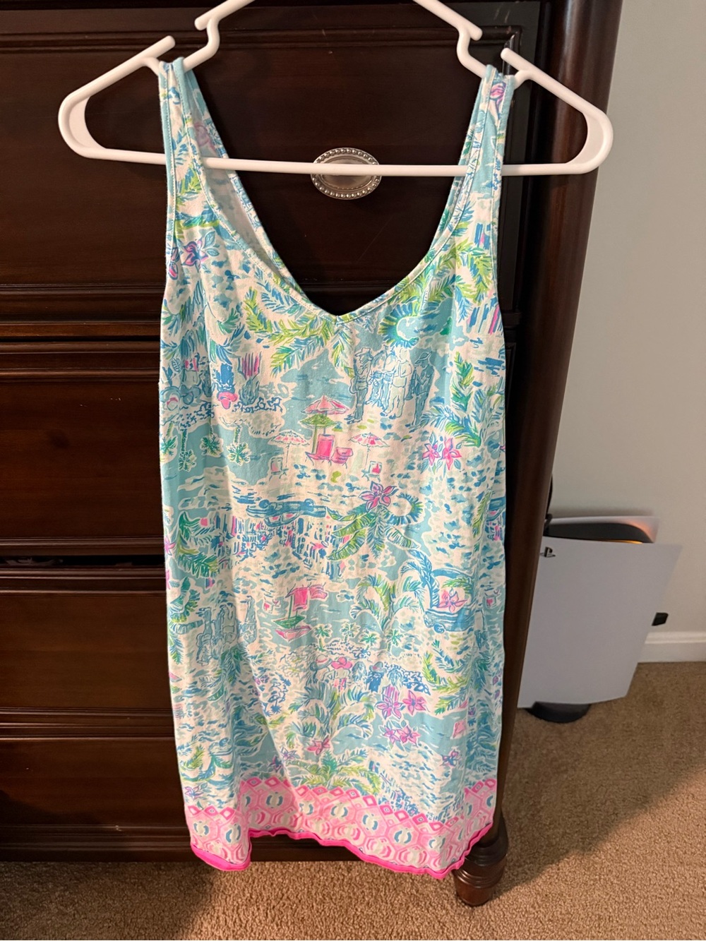 Lilly Pulitzer Sleeveless Tropical Print Dress — Blue, Pink & Green